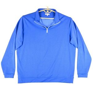Peter Millar Perth Melange 1/4 Zip Pullover XXL Blue Golf Athletic Performance